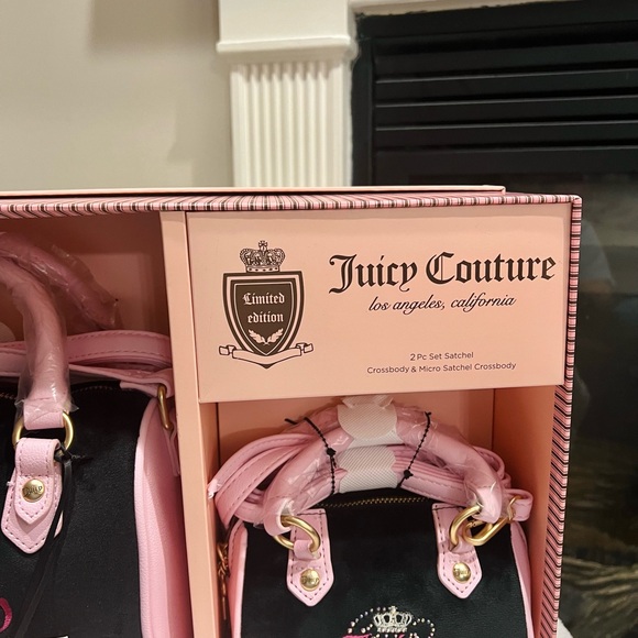 Juicy Couture Limited Edition Heritage Speedy 2-Pc Satchel bags Set black pink - Picture 8 of 13